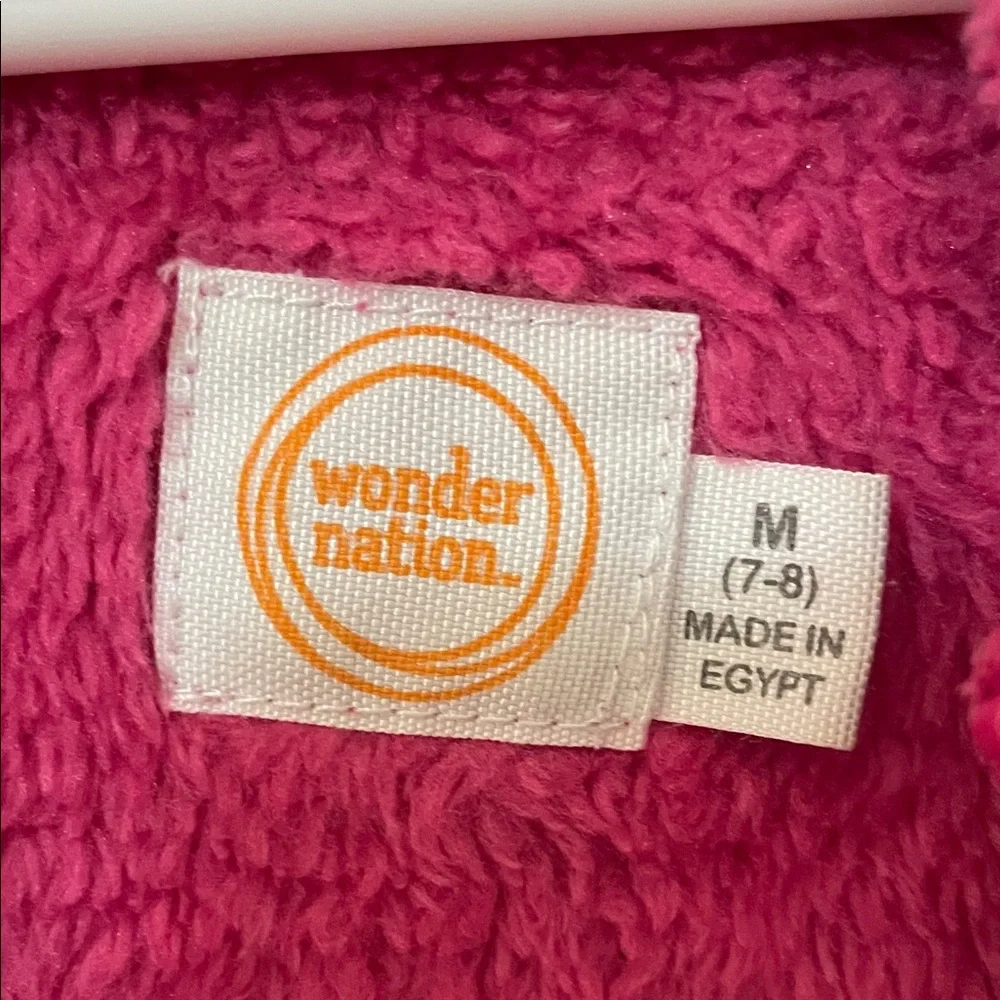 WONDER NATION UGC Girls Size Medium (7/8) Glittery Fuzzy Pink Kids Jacket Hoody - Picture 2 of 9